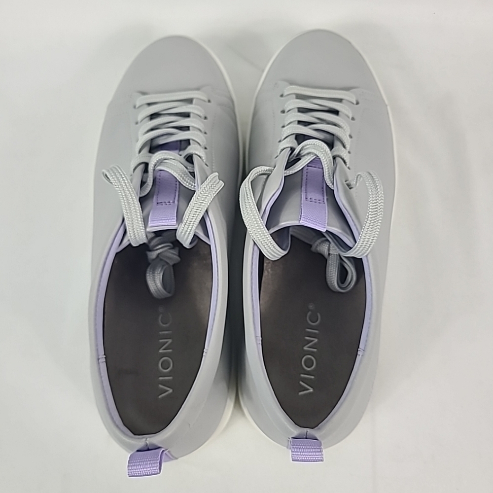 Vionic Paisley Leather Casual Sneaker Shoe Womens Size 8 Gray White - Picture 6 of 10